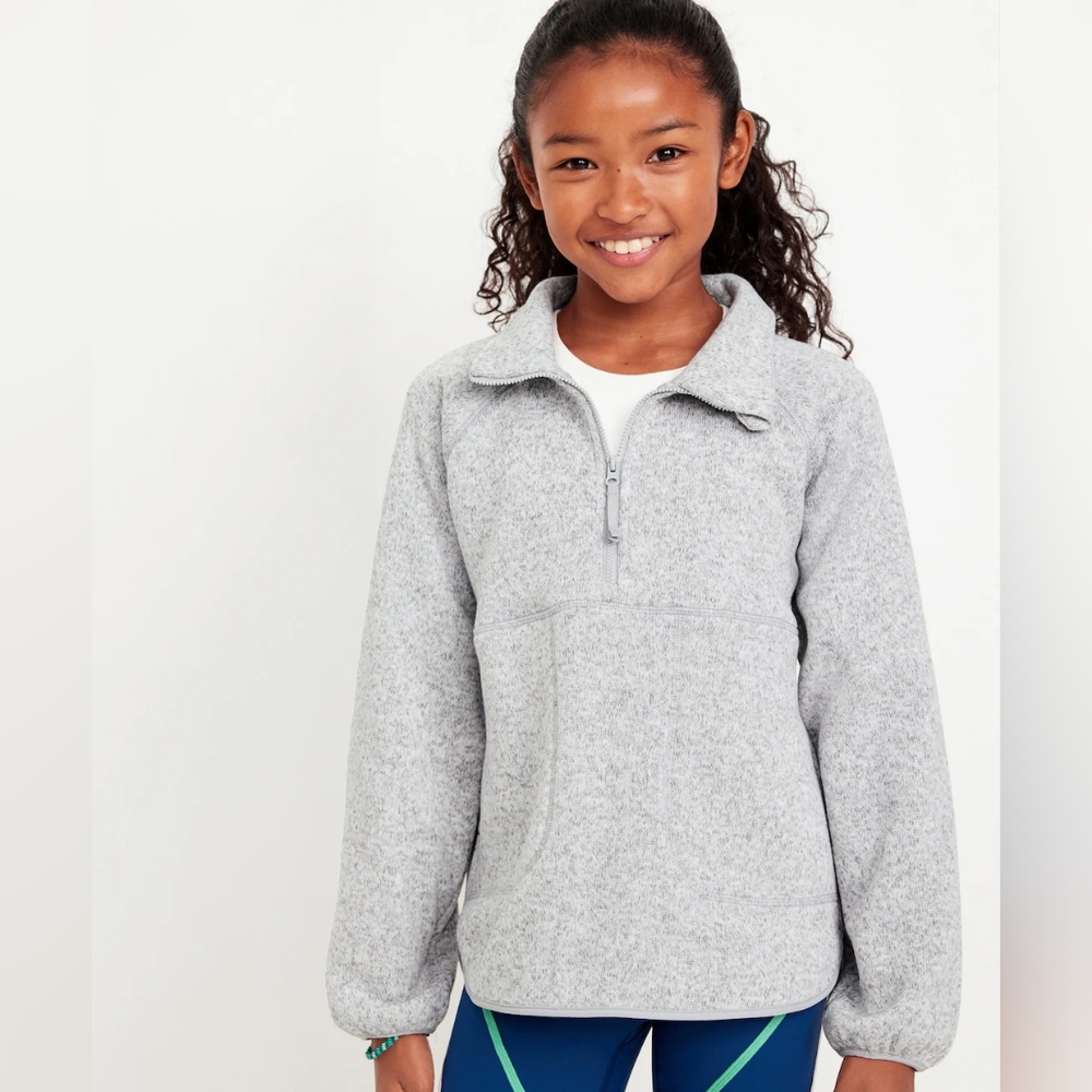 Sweater-Fleece Half-Zip Tunic Sweater for Girls - Size Small (6-7)